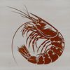 Single Cooked Shrimp Vector Graphic A detailed vector illustration of a single cooked shrimp with its shell removed.