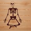 Detailed Skeleton Illustration A detailed illustration of a sitting human skeleton with bony features.