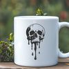 Free SVG Clip Art for Halloween Designs Illustrative illustration of a dripping skull icon, suitable for Halloween-themed designs.
