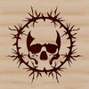 Horror-Themed Skull Design SVG A detailed illustration of a skull with thorns, suitable for tattoo design and horror themes.