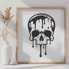 Dripping Liquid Skull Art A gothic-themed skull with dripping liquid, suitable for vector art and cutting machine designs.