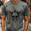 Intricately Designed Skull Vector Art A detailed, hand-drawn illustration of a Gothic-style skull with intricate design elements.