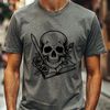 Dark Beauty SVG Artwork A stylized gothic-style skull adorned with intricate details, set against a dark background.