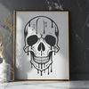 Spooky Gothic Style Skull Clipart A spooky gothic-inspired skull with dripping details in vector art format.