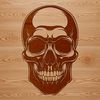 A detailed illustration of a skull, suitable for tattoo designs or craft projects.