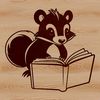 Wild Skunk Reading Scene A skunk sitting on the ground reading a book in a natural environment.