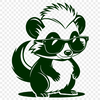 Adorable Cartoon Skunk in Glasses A cartoon skunk character wearing glasses and looking directly at the viewer.
