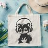Wild Skunk with Headphones Illustration A cartoon illustration of a wild animal, a skunk with headphones on its head.