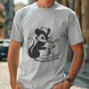 Cute Skunk Reading a Book A skunk is sitting on its haunches, holding an open book with one paw, appearing to read.
