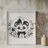 Cuteness Overload Skunk Clip Art A digital illustration of a skunk in a floral patterned environment.