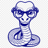 Vector Cartoon Snake Wearing Glasses A cartoon snake wearing glasses, depicted in a vector illustration style.