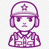 Military Man Icon A male soldier in military attire, suitable for graphic design and clip art purposes.
