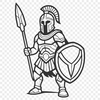 Stylized Warrior Design SVG A stylized illustration of a Spartan warrior in ancient Greek attire.