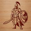 Ancient Greek Warrior SVG Icon An illustration of a warrior in ancient Greek armor, symbolizing strength and courage.