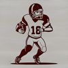 An illustration of a football player in action, wearing a helmet and holding the ball.