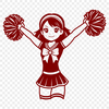 Cheerful Female Athlete in Uniform A young girl in a colorful cheerleading uniform, posing with a confident expression.