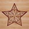 A vector illustration of a stylized Christmas star with sharp points and clean lines.
