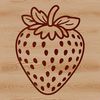 Fresh Strawberry Icon Design A red strawberry graphic icon made from simple lines and curves.