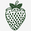 Beautiful Red Fruit SVG Design A stylized illustration of a ripe red strawberry with green leaves and stem.