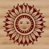 A stylized sun icon designed in vector format, ideal for use in digital designs and print projects.