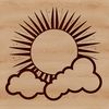 A vector illustration of the sun with bold lines and vibrant colors.