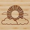 A stylized vector illustration of the sun for graphic design projects.