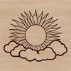 A stylized illustration of the sun with bright yellow and orange hues, suitable for vector graphics.