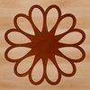 A simple line drawing of a sunflower plant with large bright yellow petals and dark brown center.