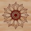 An intricately designed vector image of a tall sunflower plant with prominent seeds and leaves.