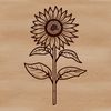 Bright Sunflower Floral Design An SVG design of a sunflower plant with a bright yellow flower head and long green stem.
