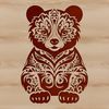 Wildlife Illustration - Stylized Bear Design A stylized vector illustration of a bear sitting on its haunches, featuring intricate details and patterns.