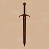 Curved Blade Sword Design A 2D illustration of a traditional sword with a curved blade and a hilt.