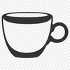 A simple design of a traditional teacup with a handle.
