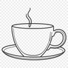 A ceramic teacup with handle and saucer, depicted in a vector style suitable for graphic design and cutting applications.