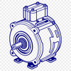 Engineered Illustration of a Motor Vector illustration of a motor with gears and axles, suitable for cutting machines or laser cutters.