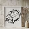 Motor Illustration Vector Art Detailed illustration of an electric motor with moving parts.