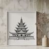 Beautiful Buddhist Architecture Vector Image A traditional Asian-style Buddhist temple with intricate details and ornate architecture.