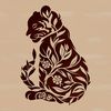 Sitting Tiger Silhouette A sitting tiger with a wild animal profile, set against a simple background.