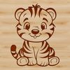 Cute Tiger Sitting Pose A sitting tiger with a gentle expression, suitable as clip art for various designs.