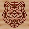 Big Cat Portrait SVG Clip Art A stylized image of a big cat's face, designed as a versatile clip art element for various digital applications.