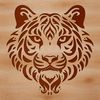 Wildlife Vector Artwork - Tiger Close-up A close-up of a tiger's head with stripes, depicted in vector art.