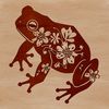 Floral Amphibian Design A digital illustration of a toad in a natural environment with floral elements.