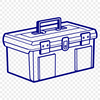 Hardware Collection SVG Design An SVG design representation of a traditional toolbox filled with hardware and hand tools.