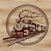 Beautiful Train Illustration A detailed illustration of a train with bold lines and simple shapes, suitable for cutting or laser engraving.