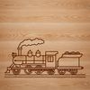 A detailed illustration of a train in vector format, suitable for cutting machines like Cricut or laser cutters.