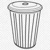 Modern Trash Can Icon A minimalist illustration of a modern trash can with a lid, suitable for vector graphics and digital design.