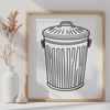 Elegant Trash Bin Illustration A simple illustration of a standard trash can with a lid on top, suitable for design projects.