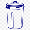 Simple Bin Design SVG File A simple vector illustration of a trash can with a lid on top and a handle in the middle.