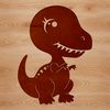 A prehistoric carnivorous dinosaur with sharp teeth and a distinctive crest on its head, suitable for vector art designs.
