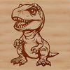 Small T-Rex in a Prehistoric Scene A digital illustration of a small T-Rex dinosaur in a prehistoric landscape.